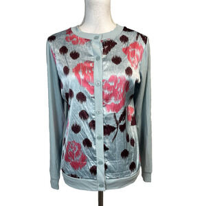 Beautiful by Lawrence Zarian Cardigan Sweater size Extra Small Blue Pink Stretch